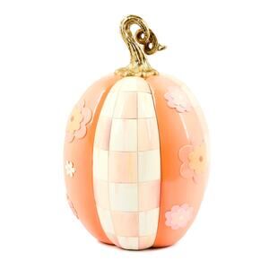 NEW Mackenzie-Childs Rosy Check Flower Power Pumpkin